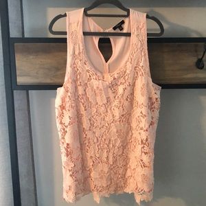 Pale pink lace overlay shell